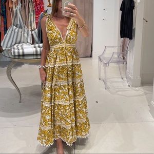 NWOT Farm Rio White Spotted Bananas Maxi Dress